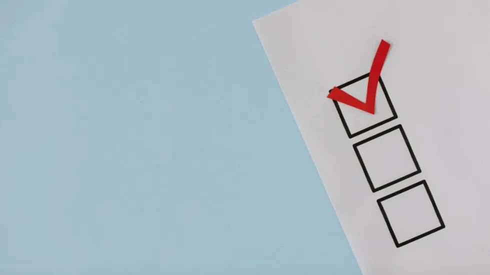 Voting in an election, Red Check Mark Over Black Box