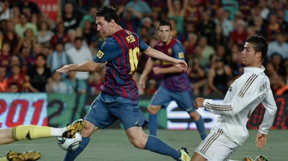 Messi and Ronaldo on the field together