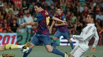 Messi and Ronaldo on the field together