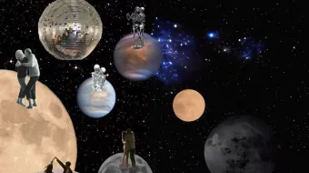 nightlife, dark sky, disco ball, space, dancing